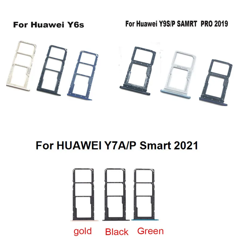 New For Huawei P Smart 2021 Y7A Y9S Y6S Sim Card Tray Slot Holder Socket Adapter Connector Repair Parts Replacement