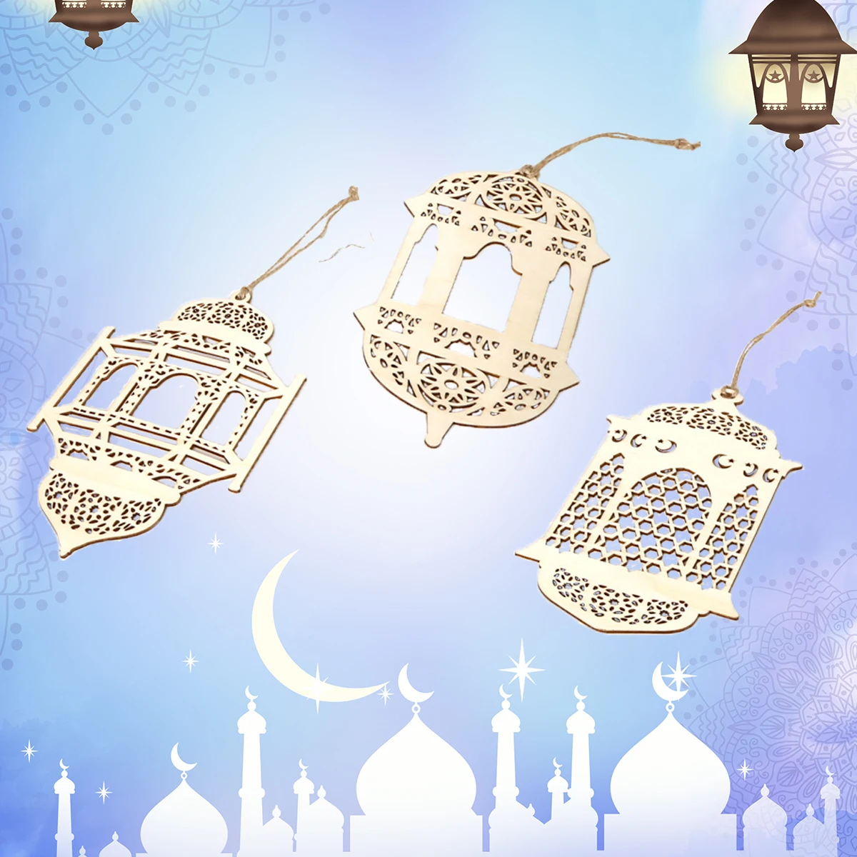 6 шт./партия золотые спиральные Подвески ИД Мубарак DIY рулон бумаги лампа Луна