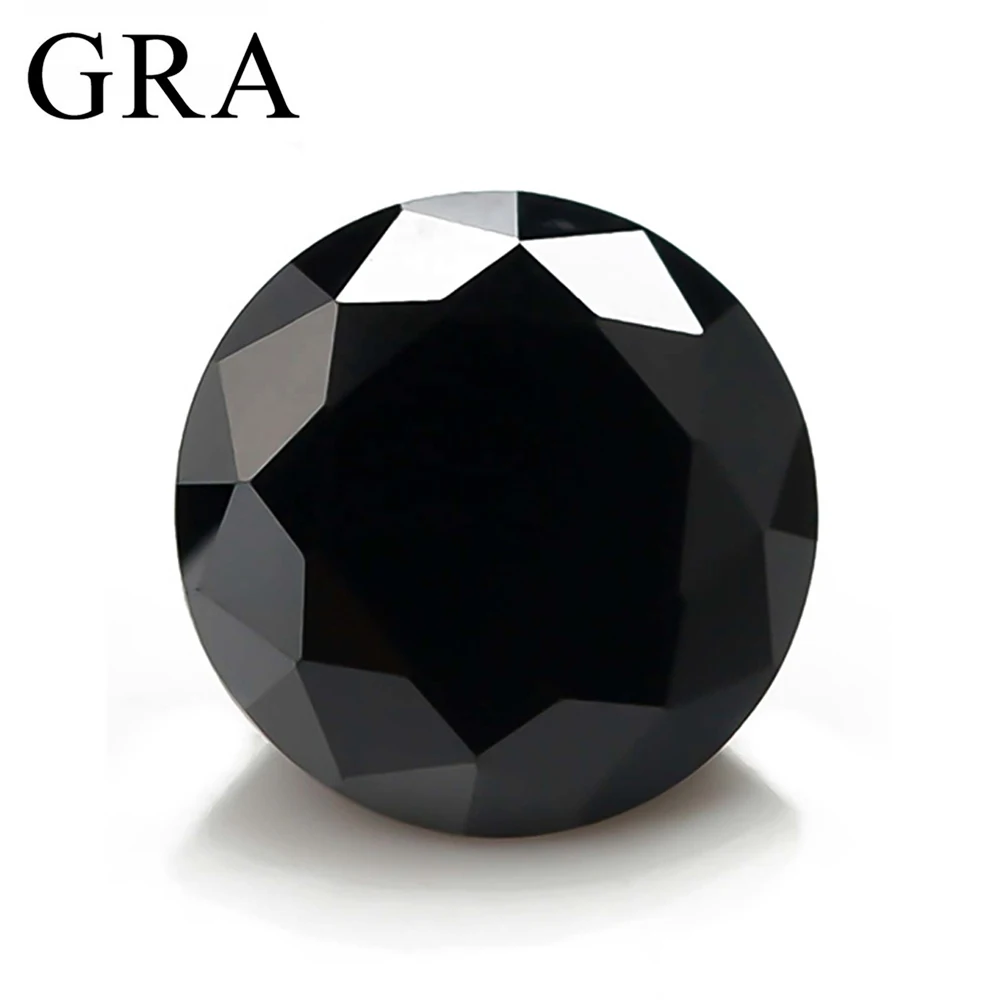 Real Round Black Moissanite Stones 0.1ct to 20ct Excellent VVS1 Cut Lab Loose Gems Pass Diamond Tester for Fine Jewelry Making