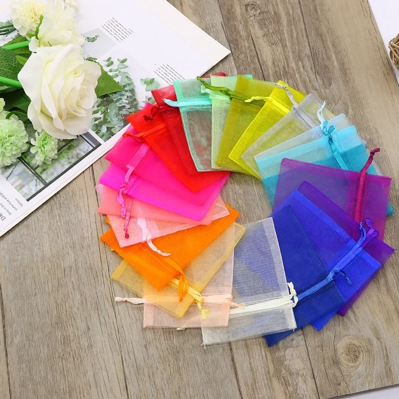 

10pcs 7x9cm Sheer Organza Bags Wedding Birthday Party Candy Box Chocolate Bags Gift Pouches Jewelry Storage Drawstring Bags