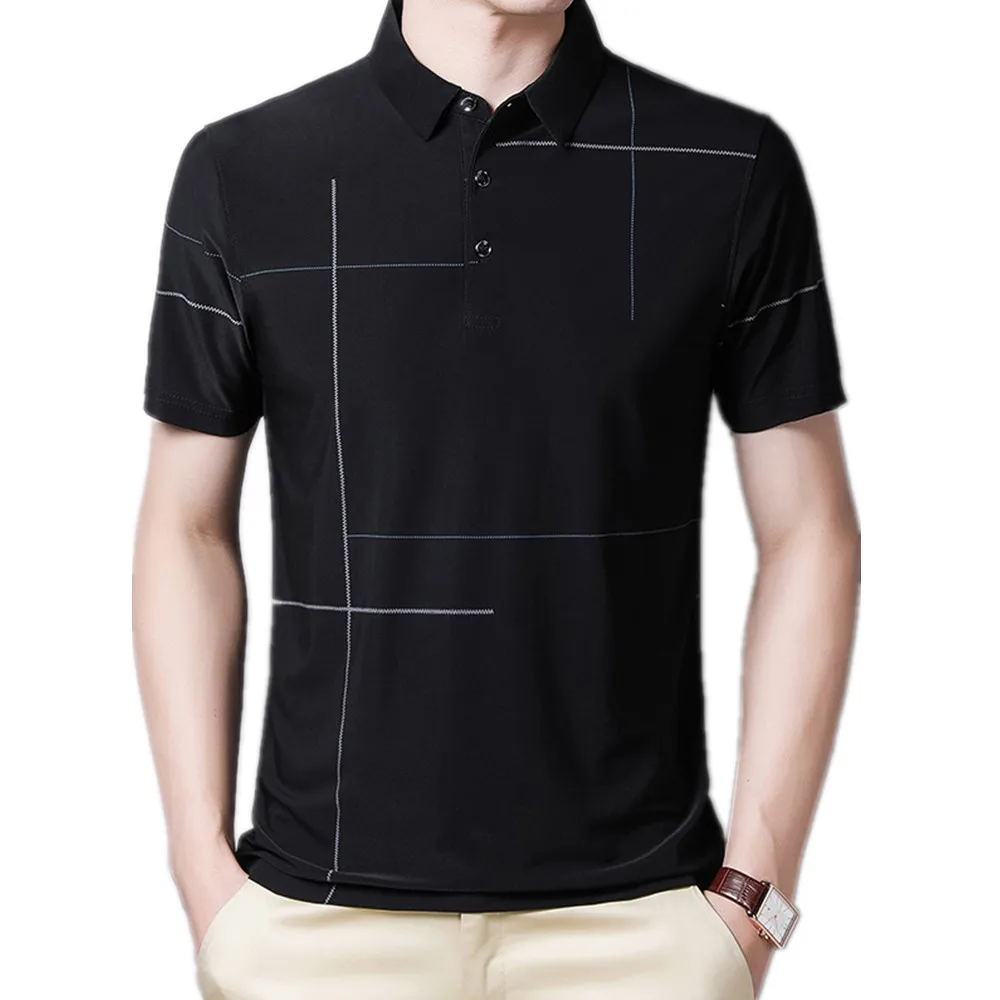 

Short Sleeve T-Shirt Men's Summer New Print Lapel Ice Silk Polo Shirt
