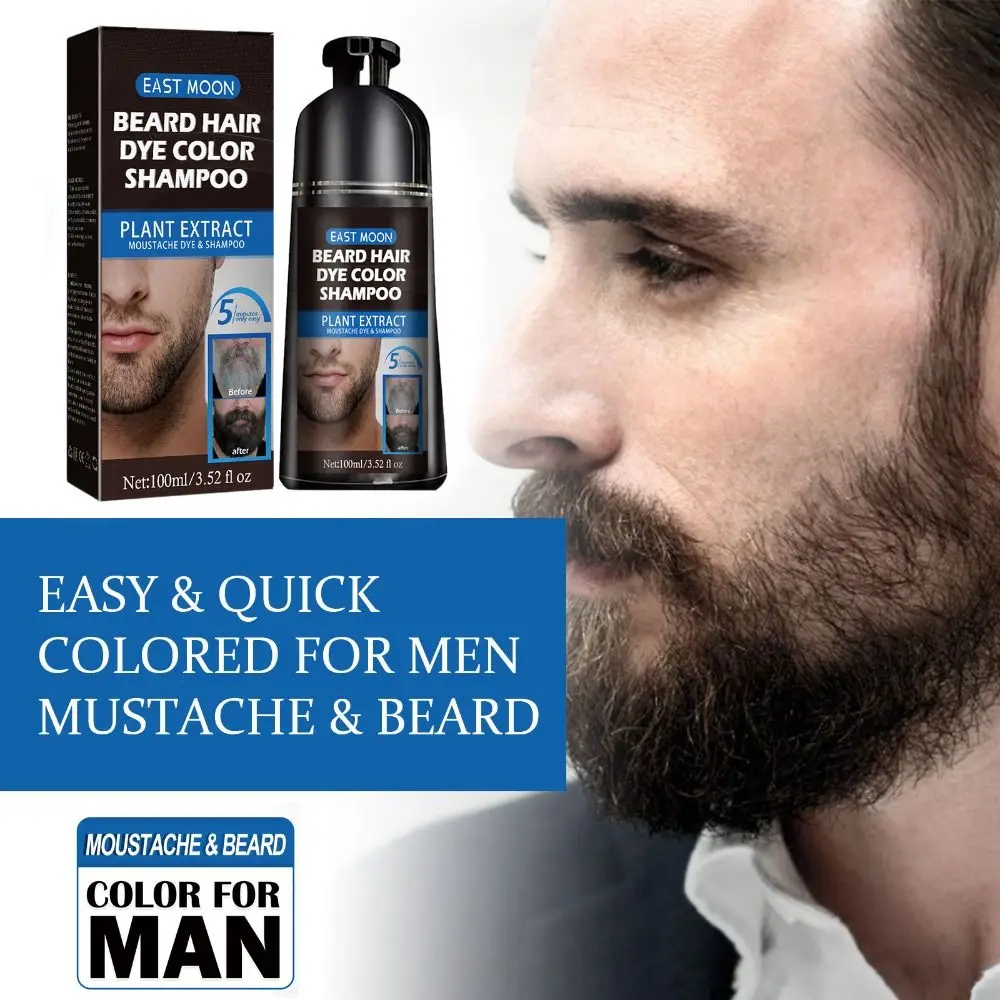

Hot Black Dye Plant Extract Safe Men's Hair Beard Dry Care Split Ends Relief Beard Hair Dye Color Shampoo