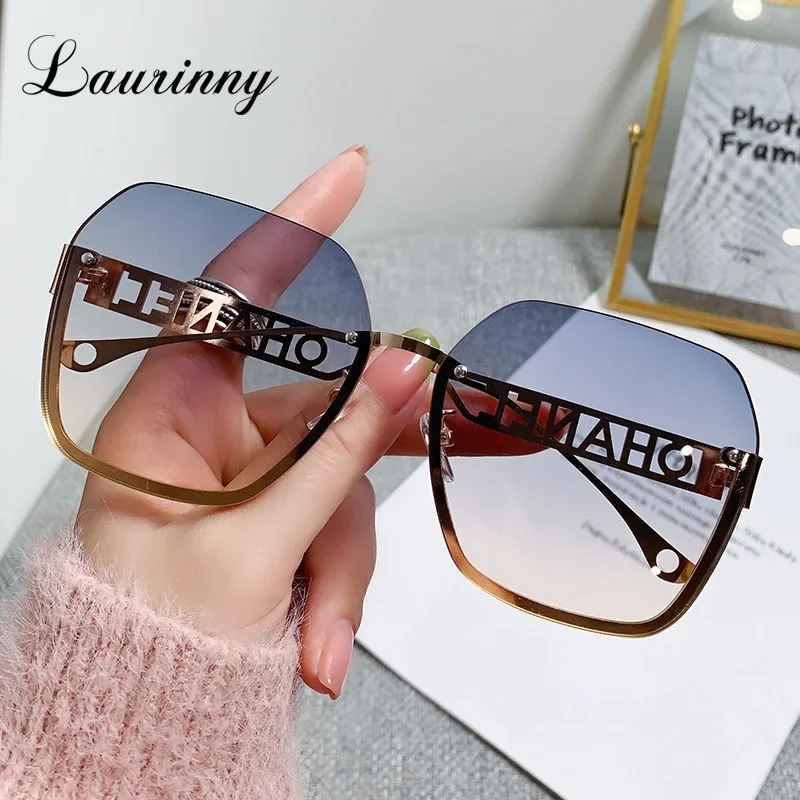 Женские солнцезащитные очки 2022 нестандартные дизайнерские в полуоправе с