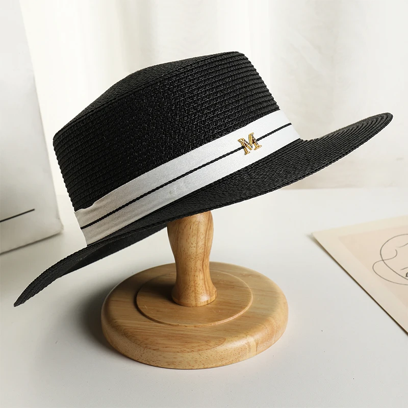

Шляпа женская Соломенная с металлической пряжкой, модная пляжная модная шляпа с буквой М, винтажная шляпа для церкви, лето 2023