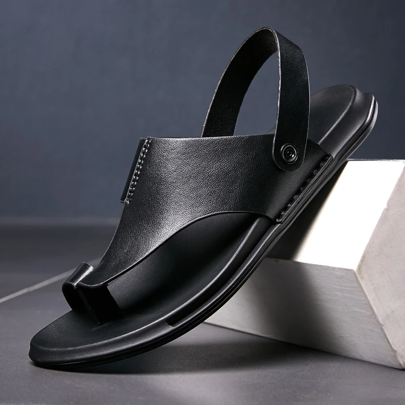 

Fashion Genuine Leather Sandals Men Casual Open Toe Summer Shoes Breathable Cool Fishing Beach Slippers Men's Luxury Sandalias