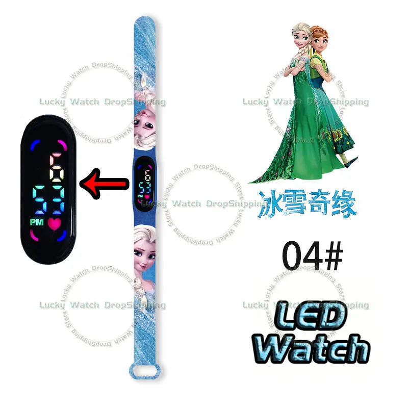 Disney frozen Kids' Digital Watches Cartoon Action Figure elsa anna LED Touch Waterproof Electronic Kids Watch Birthday Gifts images - 6