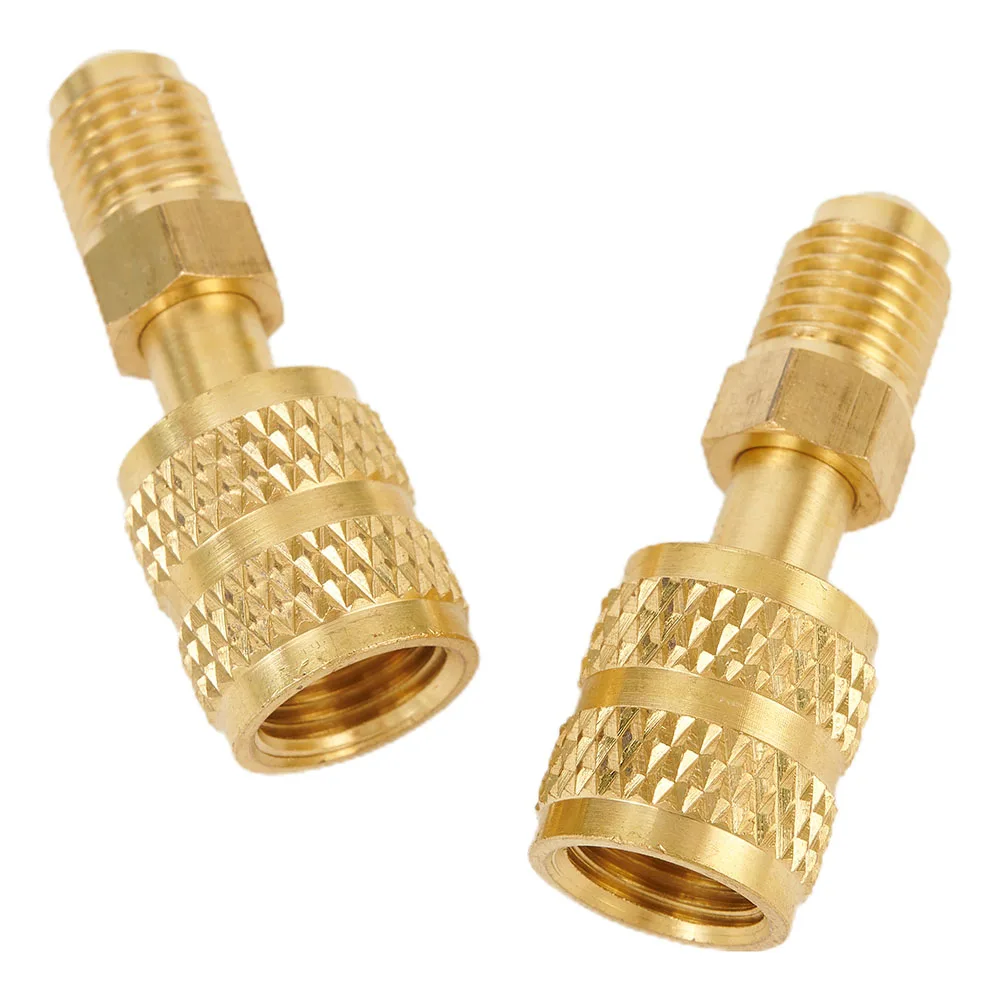 

2pcs Brass R410a Adapters Female 5/16" SAE Male 1/4" SAE For Refrigerant R22 Adapter Connection Adapter Part Tool