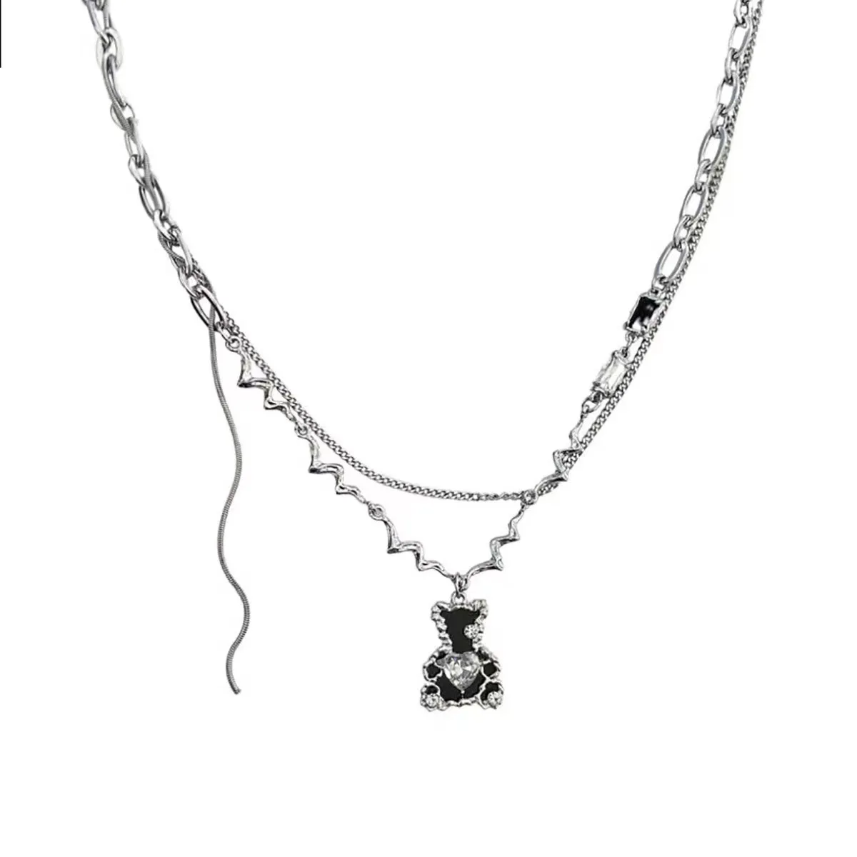 Новый кулон с подвесками из страз с медведями и кисточкой на шею для женщин, юных леди с изысканным вкусом и темпераментом, премиум украшение цепочка-одарок.