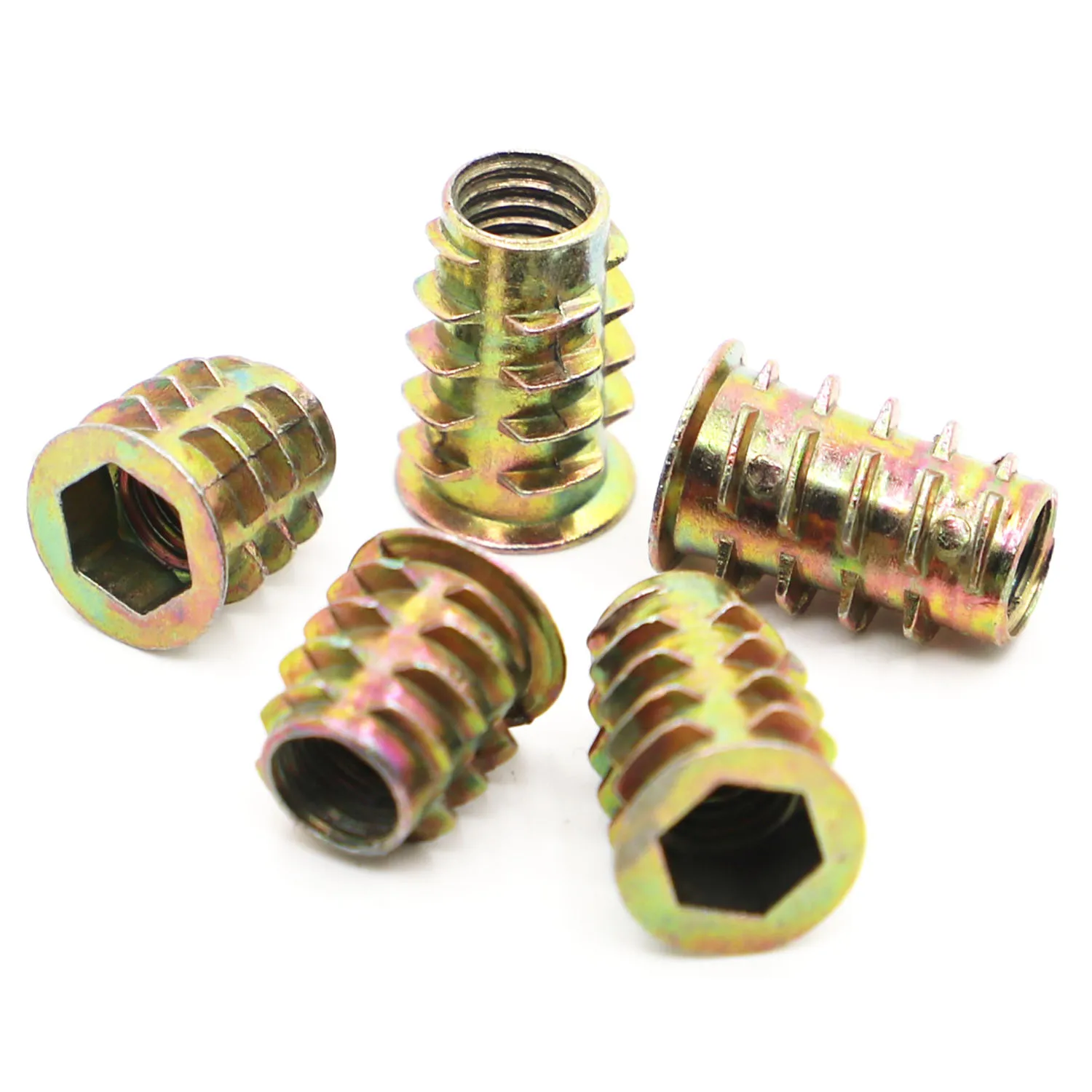 

10 шт. M4 M5 M6 M8 M10 Шестигранная головка из цинкового сплава Встроенная деревянная Вставка Гайка Фланцевая Шестигранная головка гайка для мебели