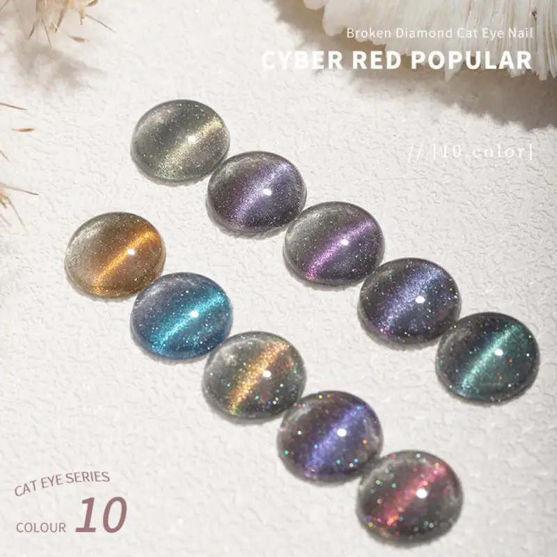 

5ml Cat Eye Nail Polish Gel Magnetic Gel Glitter Shimmer Soak Off Uv Led Nail Varnish Nail Polish Glue Manicure 10 Colors