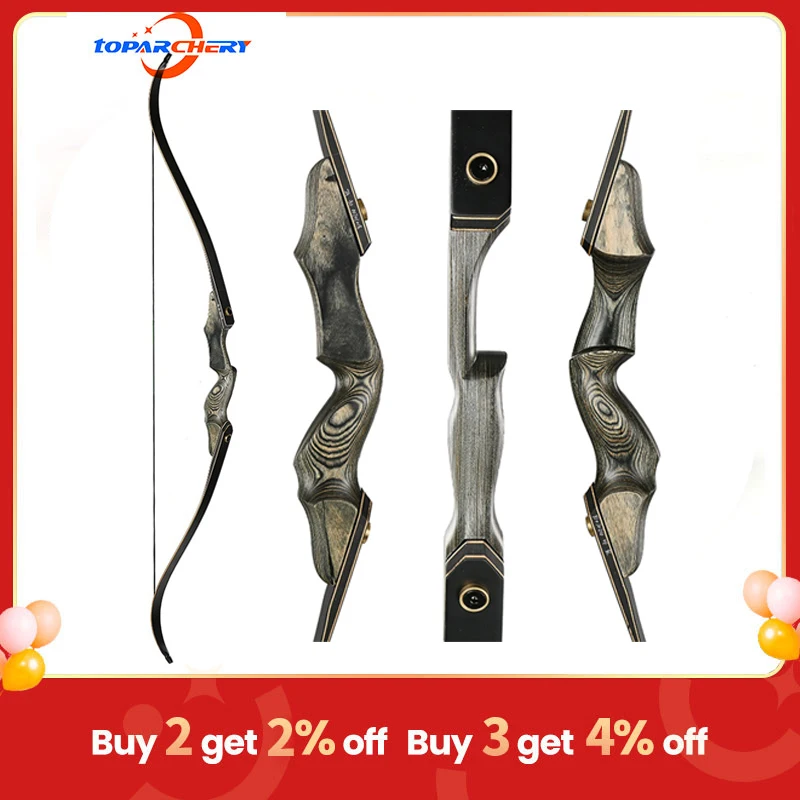 60inch Archery Bow Left/Right Hand Takedown Recurve Bow Wood Laminated Bow Limbs For Practice Outdoor Hunting Shooting Sports