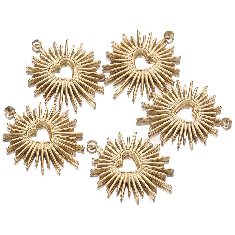 

4pcs/Lot Gold Stainless Steel Astral Heart Earring Charms Dangles Pendants for DIY Necklace Jewelry Making Supplies Keychain