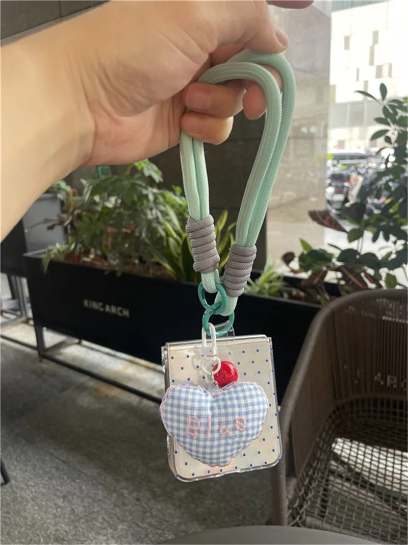 Diy милый чехол с коротким ремешком в форме сердца для Samsung Galaxy Z Flip6 Flip5 Flip4 3 Razr50ultra