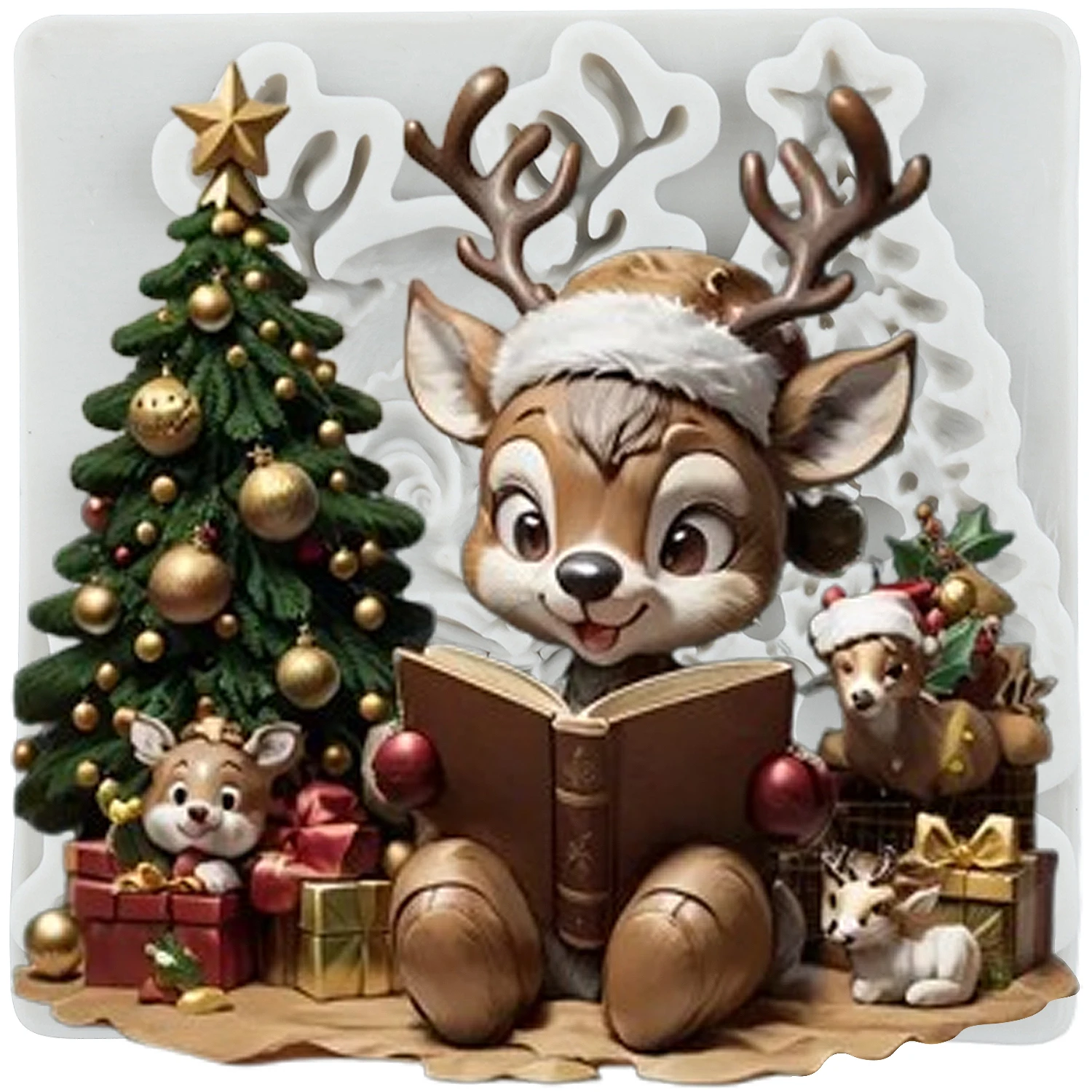 

Форма для торта Mujiang Рождественский олень силиконовая