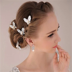 U Shaped Hairpin Hair Clips Pins Metal Butterfly Pearl Women Hair Styling Tools Braided Hair Tool in Pakistan