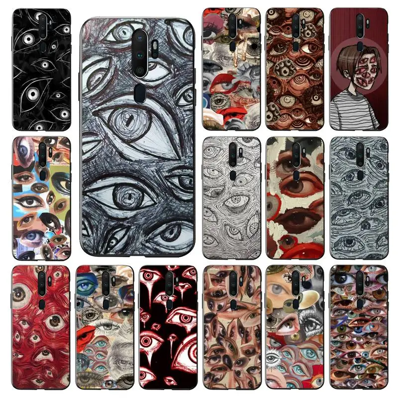 

YNDFCNB Scary Face Eyes Phone Case for Vivo Y91C Y11 17 19 17 67 81 Oppo A9 2020 Realme c3