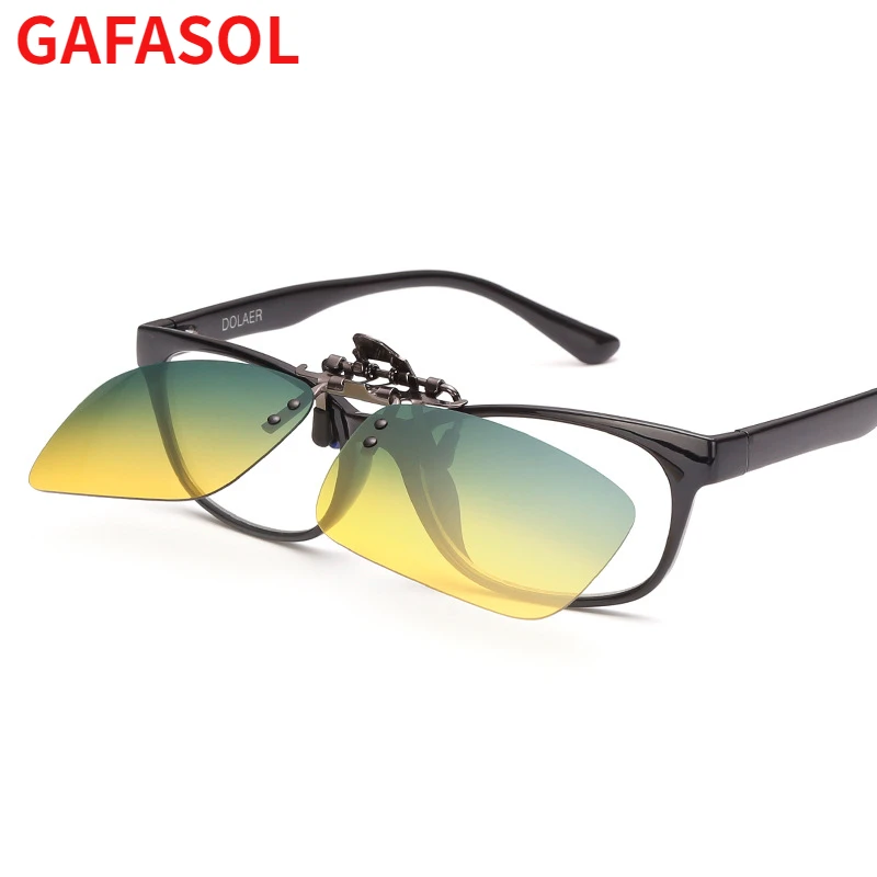 

GAFASOL UV400 Dayand Night Flip Up Clip On Sunglasses Polarized Driving Aviation Oversized S M L Size Yellow Green Lens Fishing