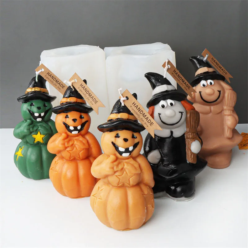 

Pumpkin Halloween Candle Silicone Mold Ghost Witch Art Abstract Candle Making Soap Wax Mould Chocolate Baking Tool Holiday Decor