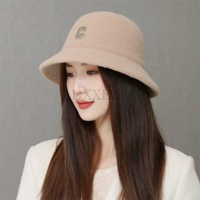 

Summer Straw Hat for Women C Metal Accessories Bucket Solid Breathable Foldable Panama Cap Vacation Travel Beach Hat LUXXETON