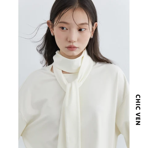 Женские теплые футболки CHIC VEN из вискозы, хлопка и спандекса