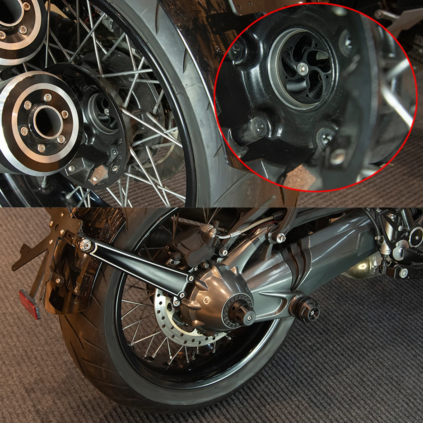 Замена защитной накладки ползунка оси вилки заднего колеса на R1200GS ADV R1250GS Chrome