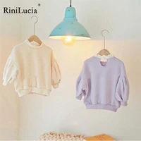 rinilucia 2022 baby girls clothes autumn sweet lace patchwork pullovers kids thicken fleece sweatshirt childrens clothing