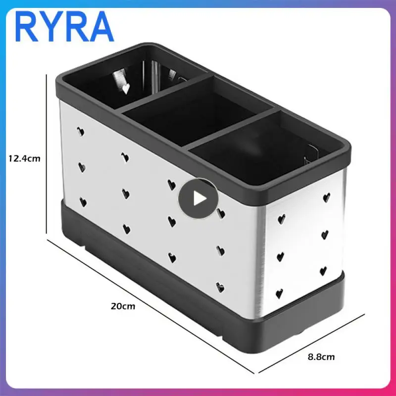 

Drain Storage Rack Wall-mounted Stainless Steel Chopsticks Tube Kitchen Accessories Tableware Rack Multifunctional