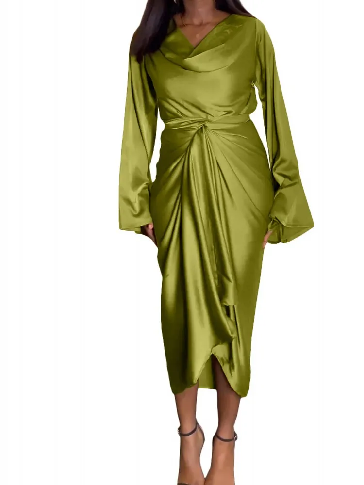 

2 Piece Skirt Set Women Matching Set Spring Summer Loose Flare Sleeve Top And Lace-up Midi Skirt Suit Party Two Piece Set Outfit