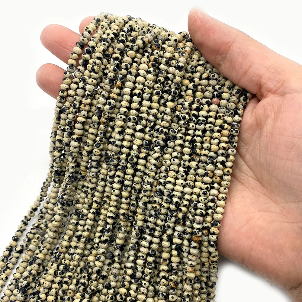 Круглые граненые бусины ювелирные изделия из пятнистого камня для изготовления