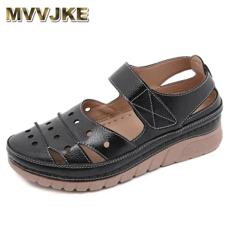 

Retro Hollow Sandals for Women Summer Solid Color Breathable Casual Light Large Size Wedges Shoes Sandalias De Verano Para Mujer