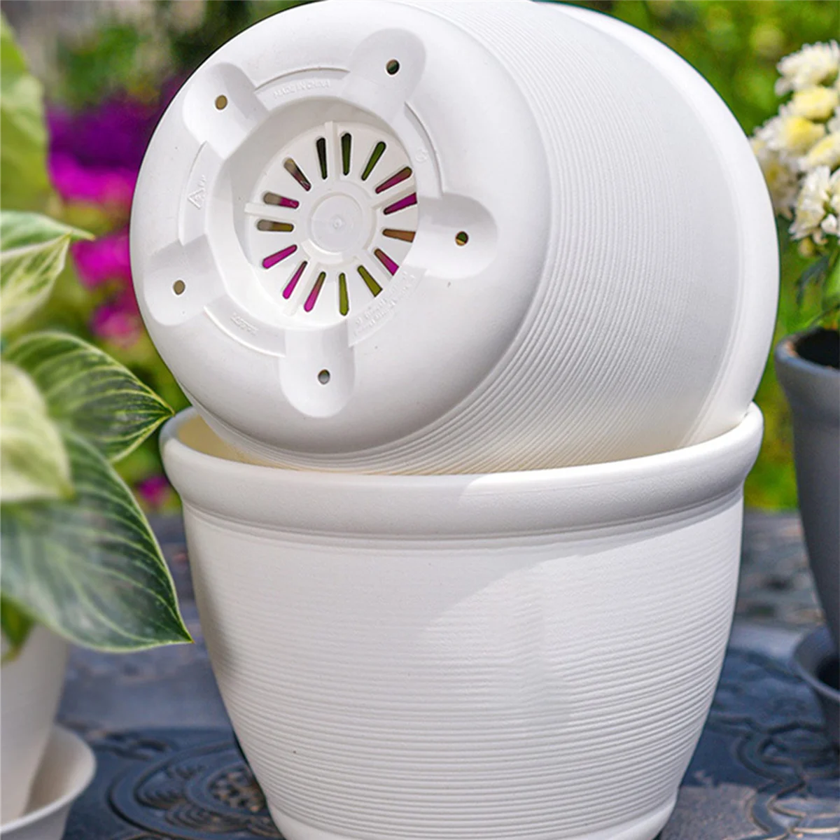 Цветочный горшок из утолщенной смолы с подносом 2 шт.