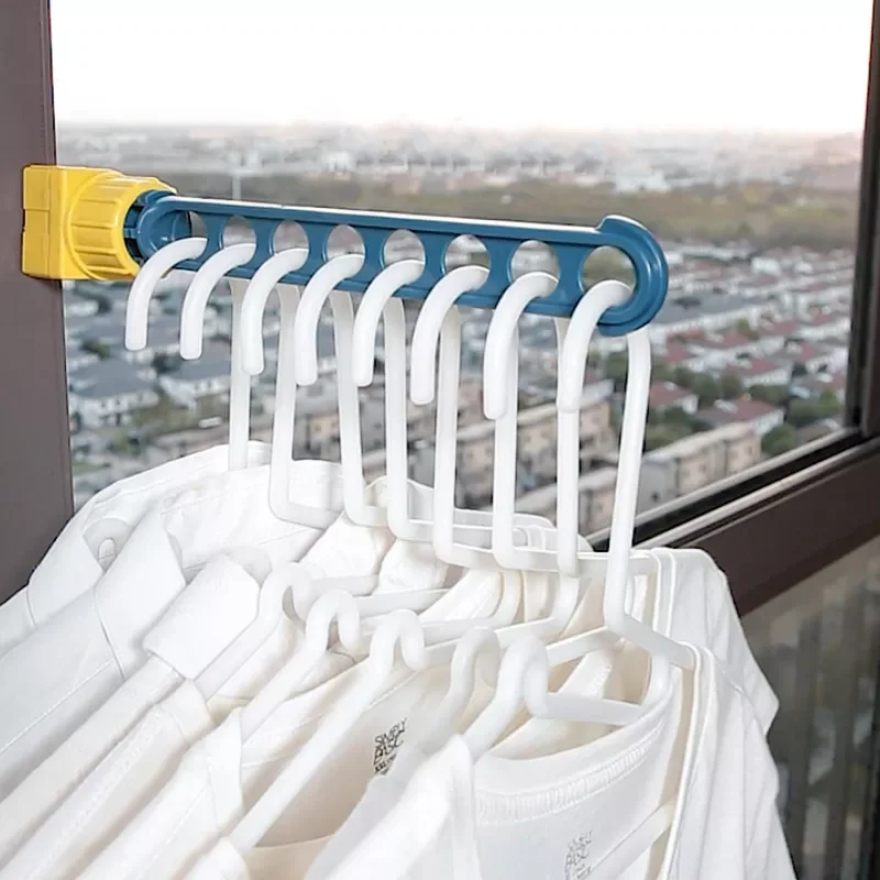 

1PC Window Frame Clothes Hanging Rack Portable Indoor Window 8-holes Drying Rack Adjustable Home Accessories For Clothes Stand