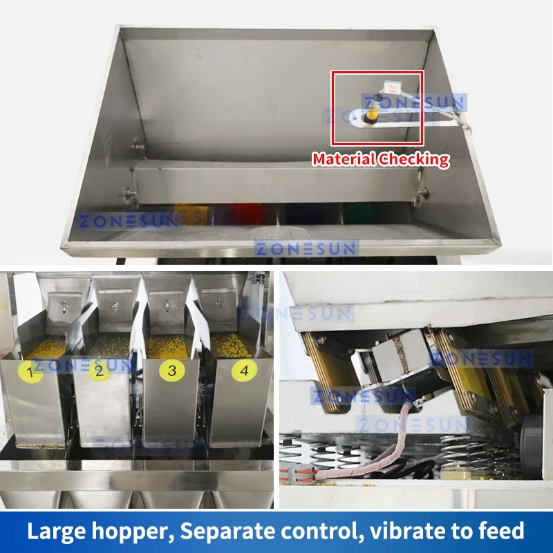 ZONESUN Автоматический наполнитель для гранул вес с 4 головками орехи фасоль семена