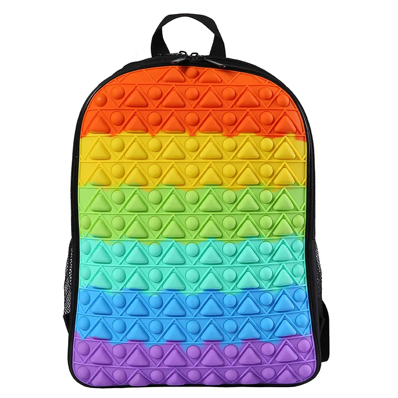 Pop Its Backpack 16 Inch Decompression Design School Bag Push Bubble Fidget Toys Children Adult Anti-stress Travel Bags Backpack