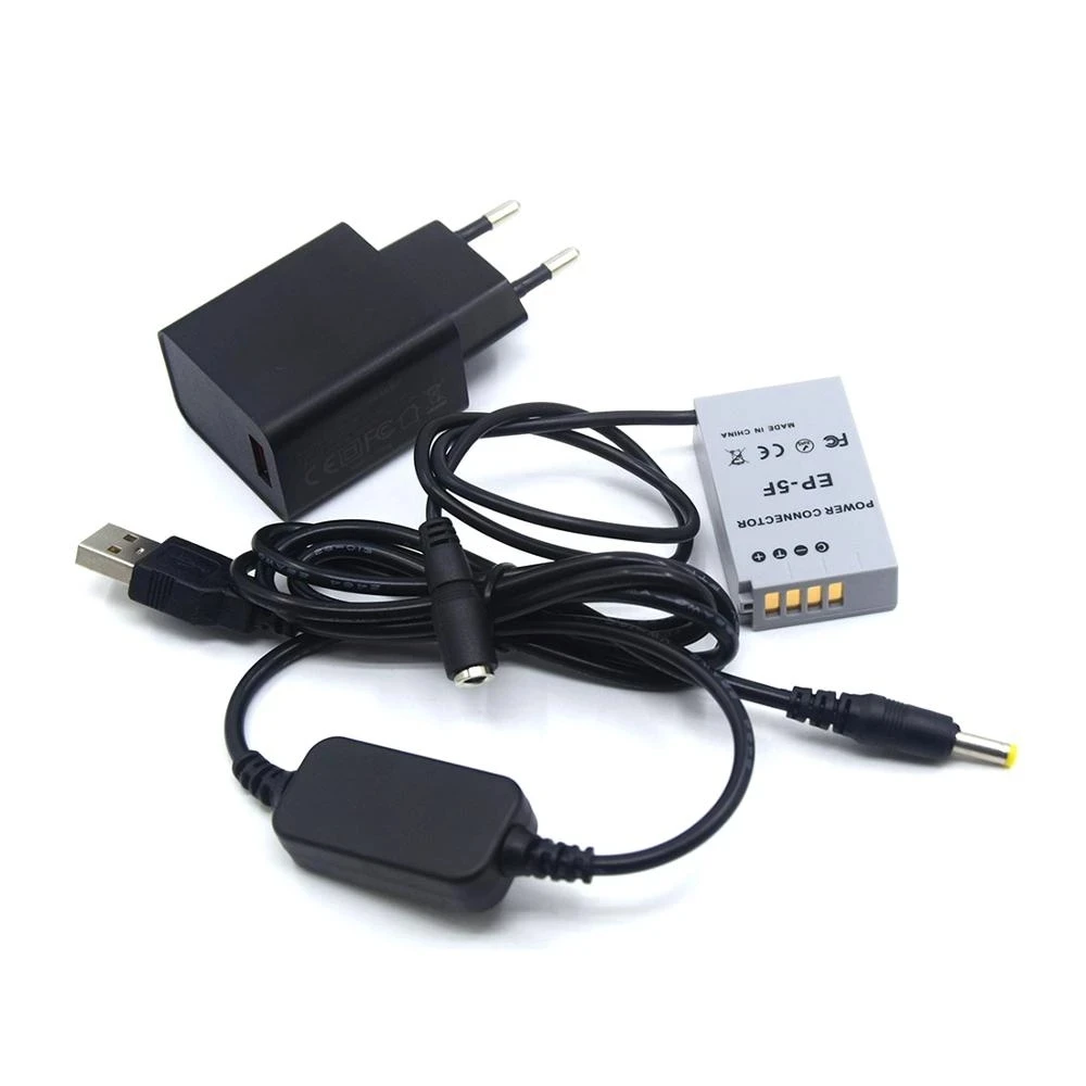 

EP-5F DC Coupler EN-EL24 ENEL24 VFB1190 Fake Battery + USB Cable + QC3.0 USB Charger For Nikon 1 J5 1J5 Camera