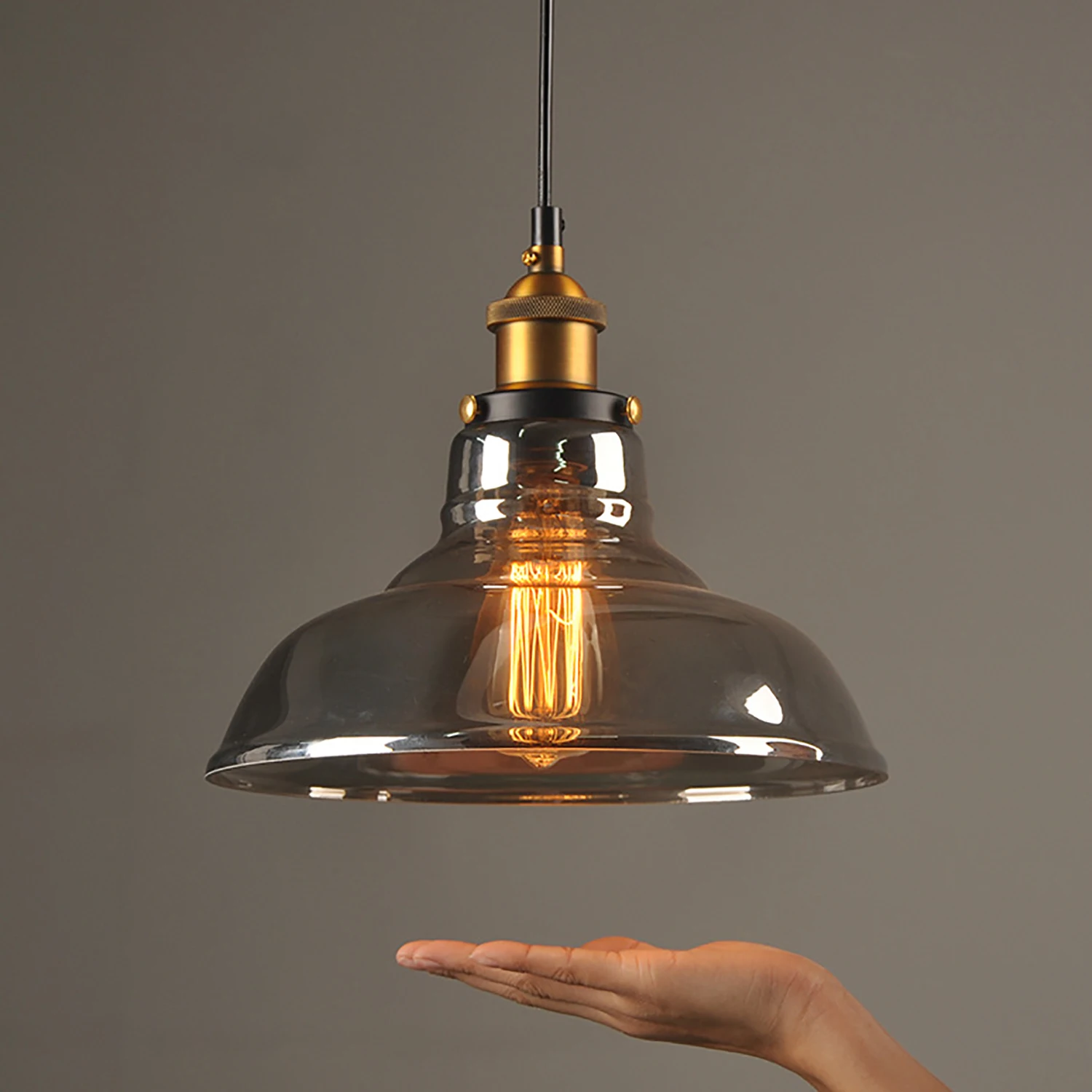 

Подвесные светильники E27 в стиле лофт для ресторана, винтажное освещение в стиле ретро для столовой из дымчатого стекла, Подвесная лампа в стиле ретро для кафе и бара