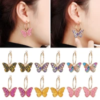 fashion trend casual jewelry butterfly earrings ear pendants gold rings dangle hook earrings