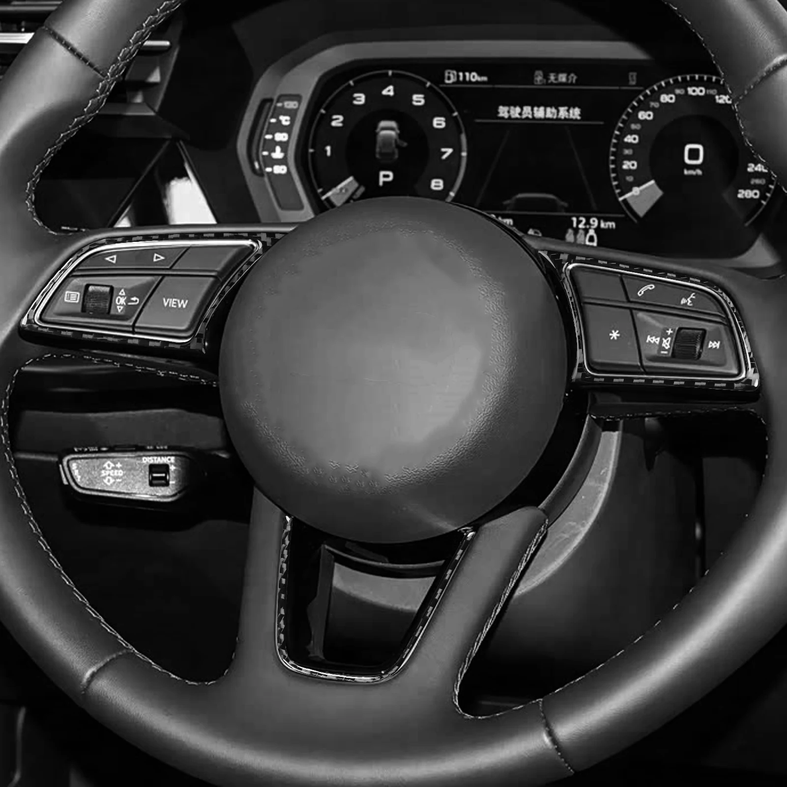 Фото Для Audi A3 S3 8Y 2021-2025 наклейки из настоящего углеродного волокна, кнопка на руле, панель управления, автомобильные аксессуары, декоративные интерьерные аксессуары №5