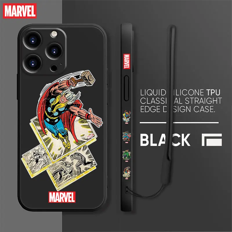 

Marvel Paper Poster Thor Black Blue Phone Liquid Funda Case for iPhone 13 12 11 Pro Max SE XR XS 7 8 Plus i11 2022 Silicone