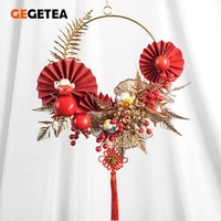gegetea new year home decoration wedding wreath simulation wreath porch decoration pomegranate holly gift wall hanging