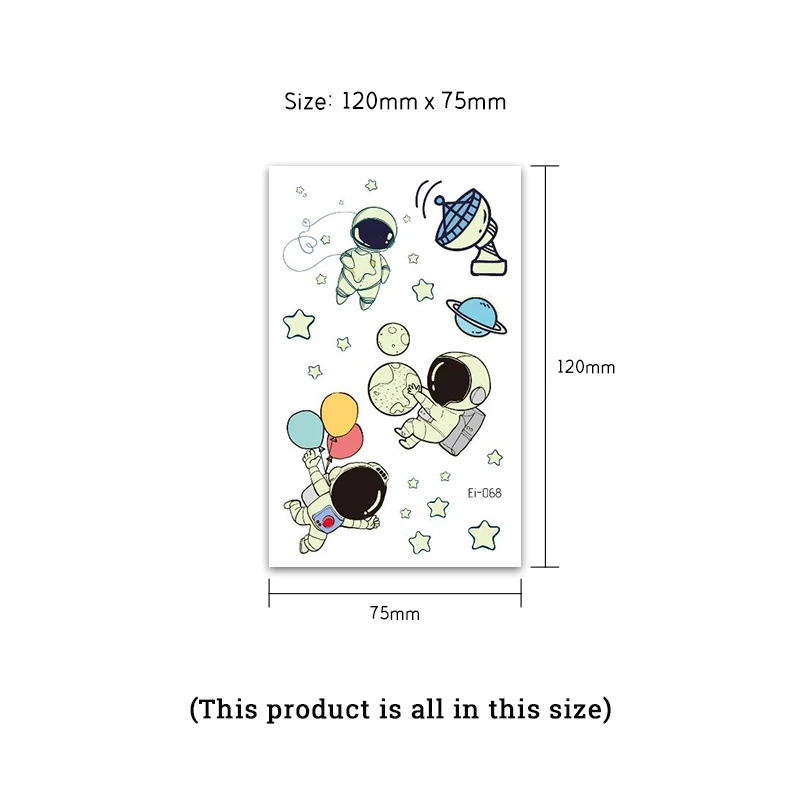 Светящиеся Татуировки Для детей VeeCharm-астронавт в космическом полете временная