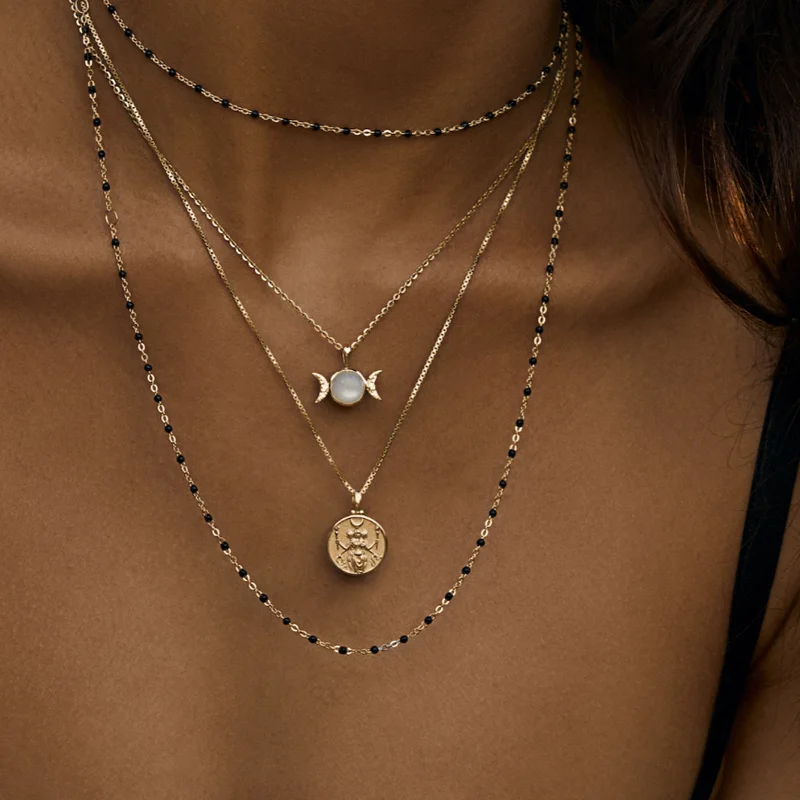 

Greek Mythology Vintage Hecate Goddess Necklace For Women Stainless Steel Retro Choker Coin Necklaces Jewelry Gift Bijoux Femme