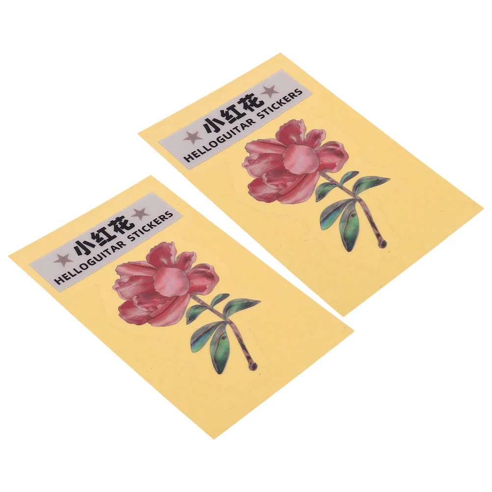 

2 Pcs Guitar Sticker Decoraciones Para Baños Decals Electric Little Red Flower Headstock Stickers Pvc Acoustic