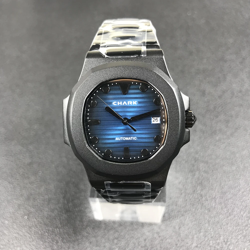 

CHARK Top Brand Mens Watch Full Black Blue Dial Sapphire Crystal Waterproof Autoamtic Mechanical Movement Male Wristwatches