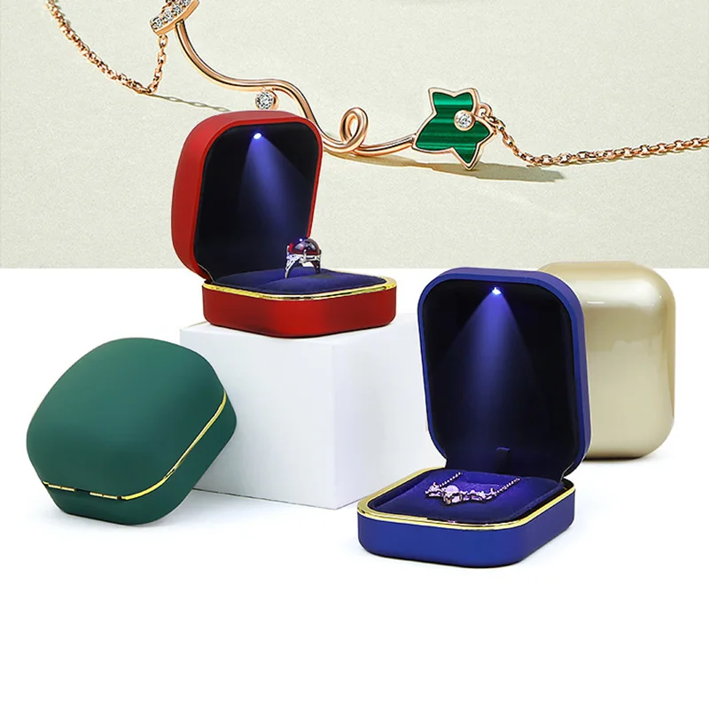 

Модная женская светодиодная подставка для Хранения Драгоценностей, роскошная круглая подвеска-кольцо с откидной крышкой, подставка-держатель для подарка, упаковочная коробка