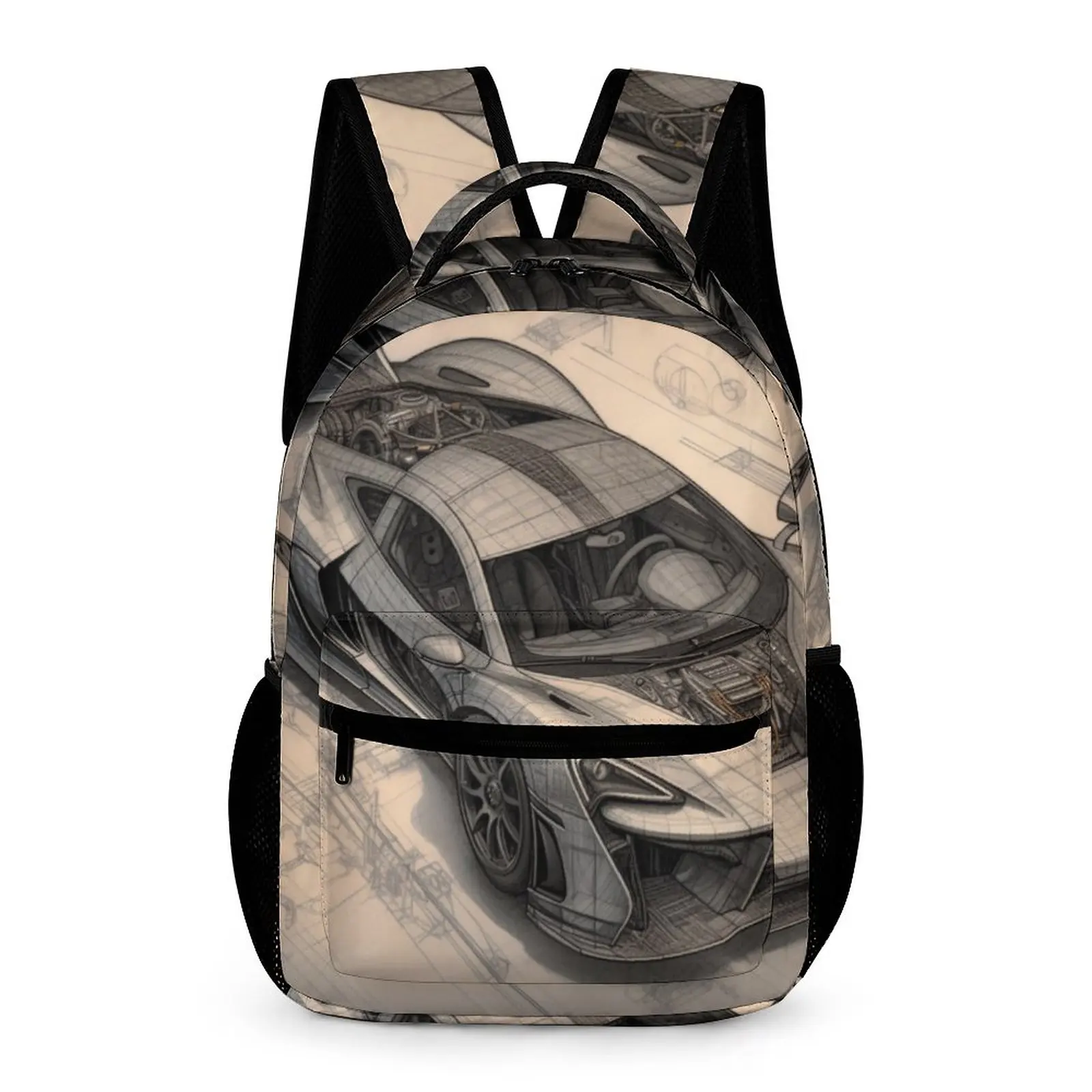 

Fantastic Sports Car Backpack Schematics Pencil Drawing Travel Backpacks Girl Streetwear School Bags Quality Durable Rucksack