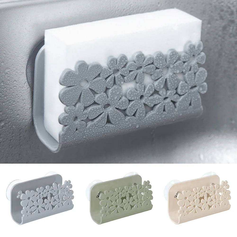 

Kitchen Sink Sponge Shelf Hollow Out Drain Rack Soap Hanging Holder Bathroom Rack Holder Suction Cup Scouring Pad Soap Holder