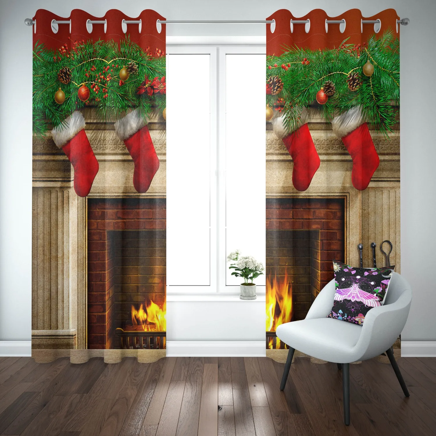 

Snowing Winter Christmas Holiday Curtains For Window Treatment Drapes Window Curtains Living Room Bedroom Kids Room Home Decor