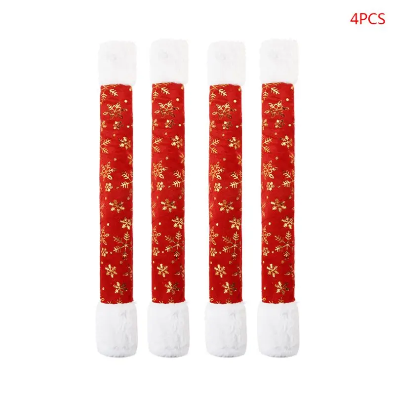 

4pcs/set Gloden Snowflake Christmas Refrigerator Door Handle Cover Microwave Xmas Gifts for Home Kitchen