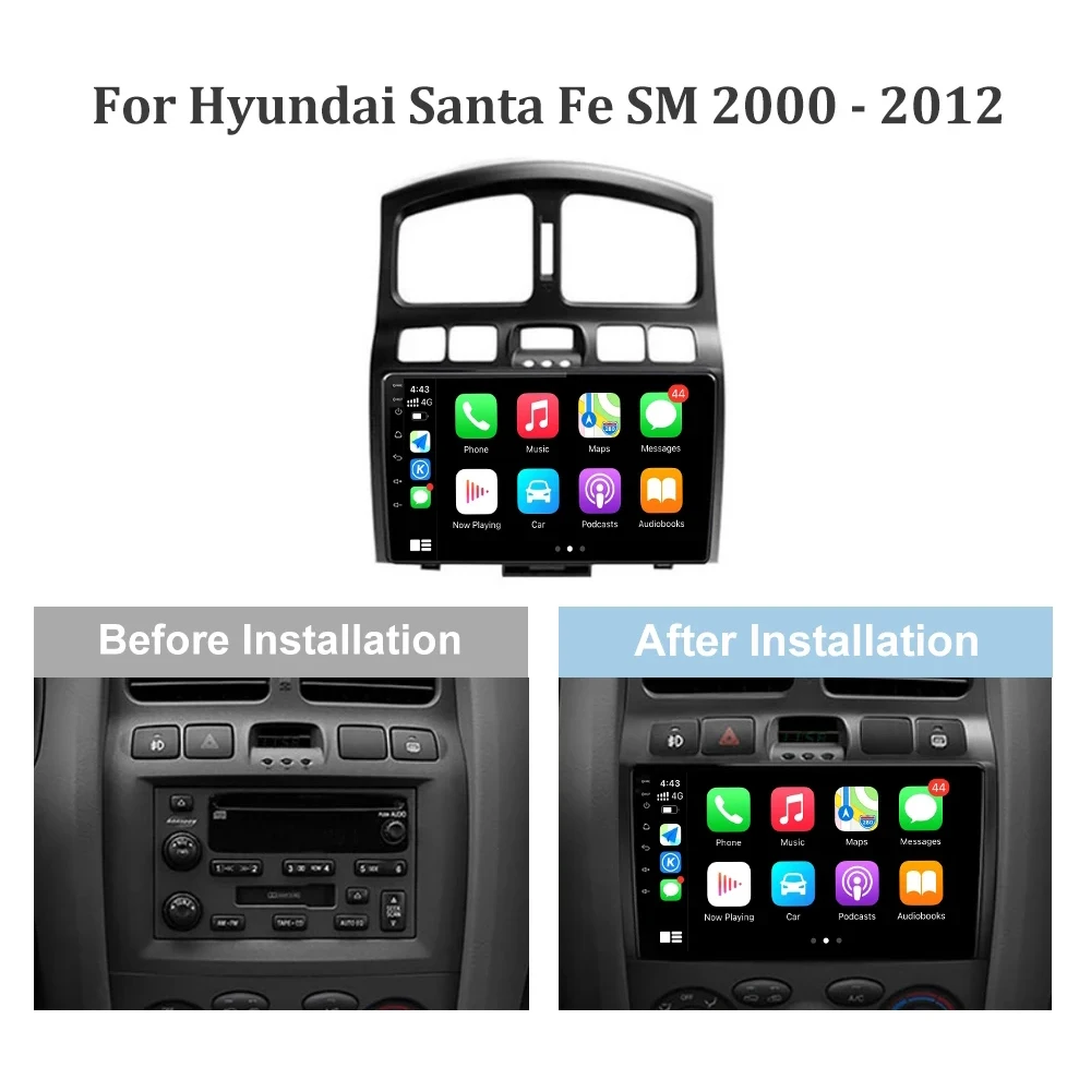 Для Hyundai Santa Fe SM 2000-2012 Автомобильный радиоприемник Мультимедийная видеонавигация